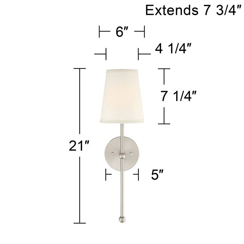 Possini Euro Design Elena Modern Wall Light Sconces Set of 2 Brushed Nickel Hardwire 6" Fixture Cream Linen Shade for Bedroom Reading Living Room Home