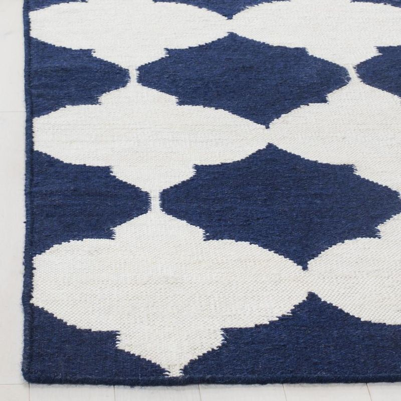 Dhurries DHU624 Hand Woven Runner Rug - Navy/Ivory - 2'6"x9' - Safavieh.
