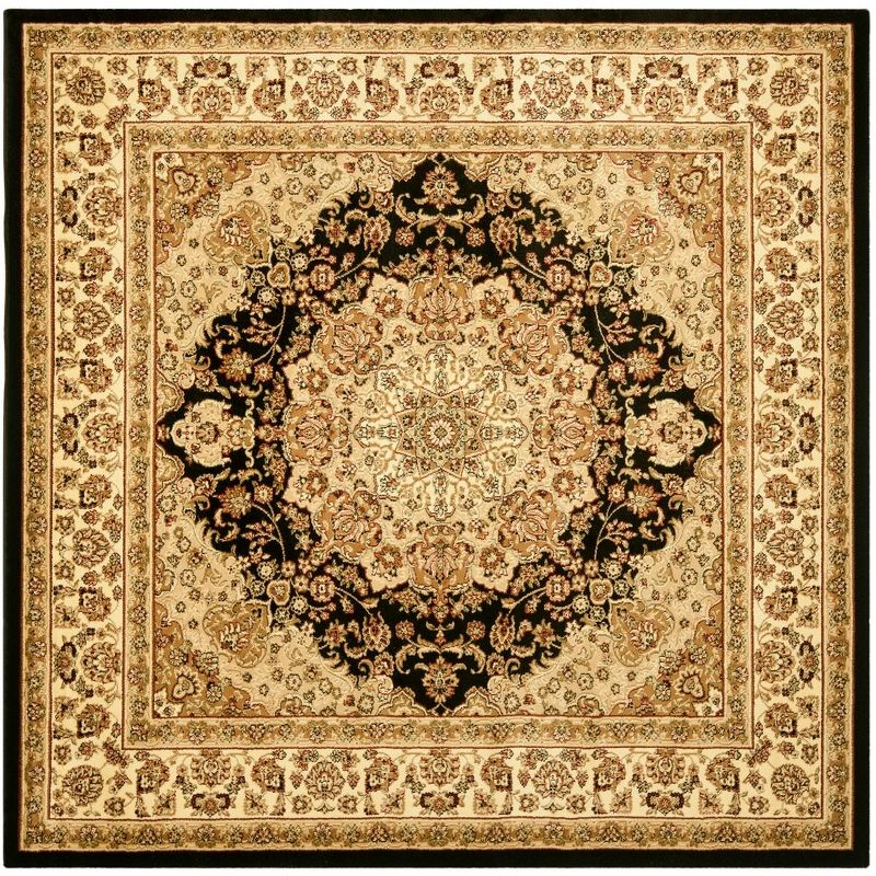 Lyndhurst LNH222 Power Loomed Area Rug - Black/Ivory - 8'x8' - Safavieh