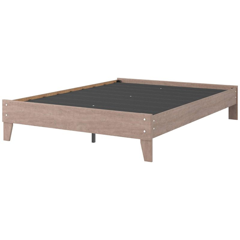 Signature Design by Ashley Queen Flannia Platform Bed Gray: Natural Finish, Wood Frame, No Box Spring Needed