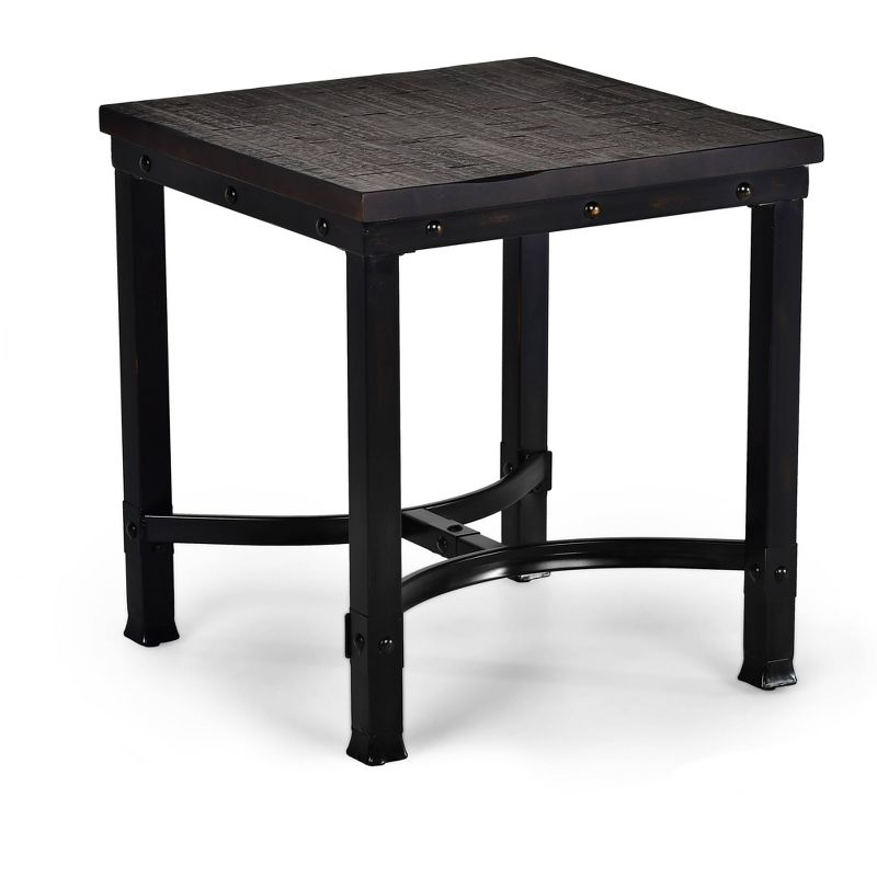 Ambrose End Table Dark Brown/Rustic Honey - Steve Silver Co.: Iron Frame, Square Shape, 24" Height