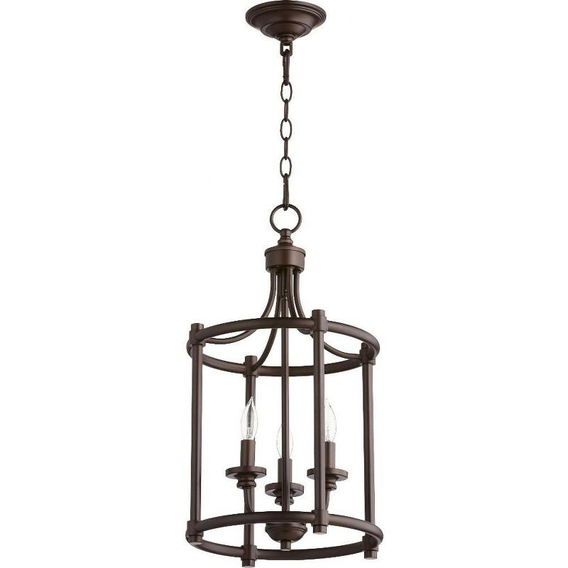 Quorum Lighting Rossington 3-Light Entry Pendant, Oiled Bronze, 12W x 21.5H, Dry Rated