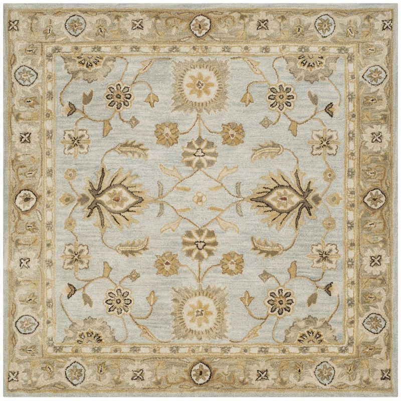 Antiquity AT856 Hand Tufted Area Rug - Light Blue/Sage - 6'x6' - Safavieh.