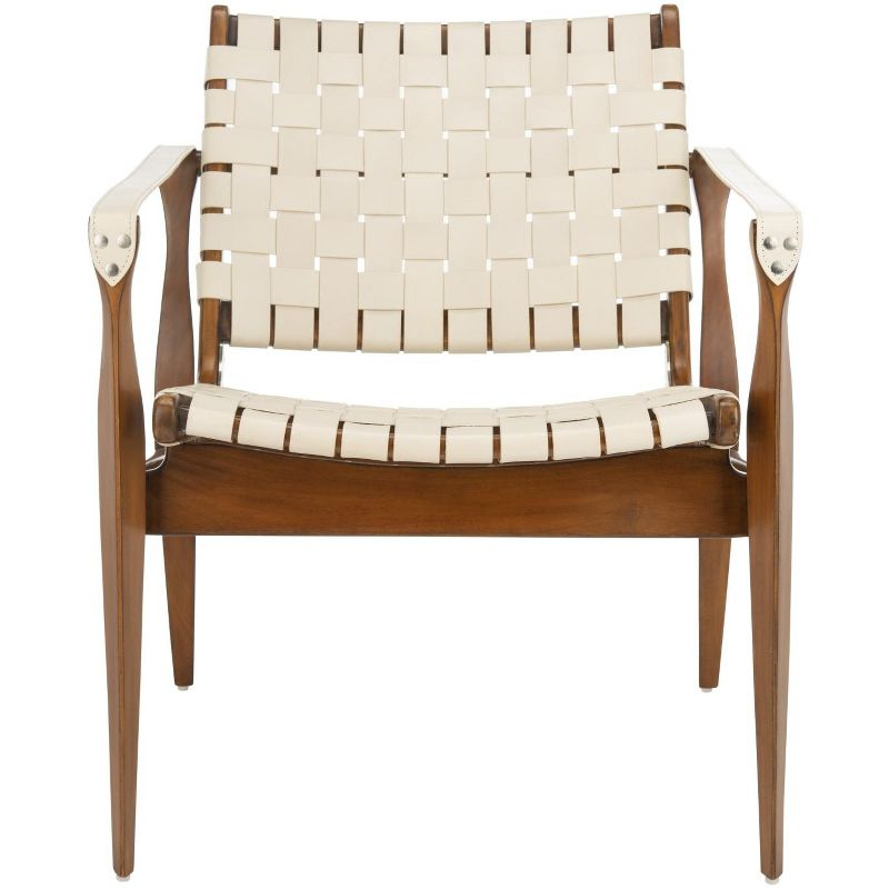 Dilan Safari Chair - SFV9005 - Cream/Light Brown - Safavieh Couture