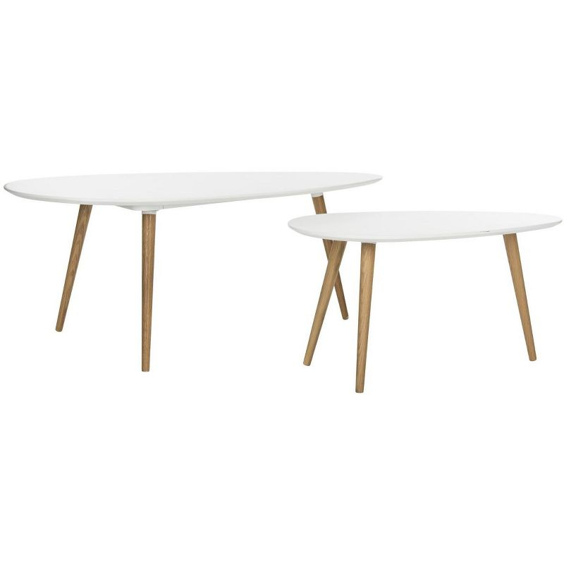 Saffron Split Coffee Table - White/Oak - Safavieh