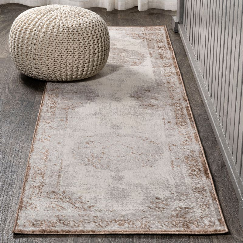 2'x8' Rosalia Cottage Medallion Runner Rug, Brown/Cream - JONATHAN Y