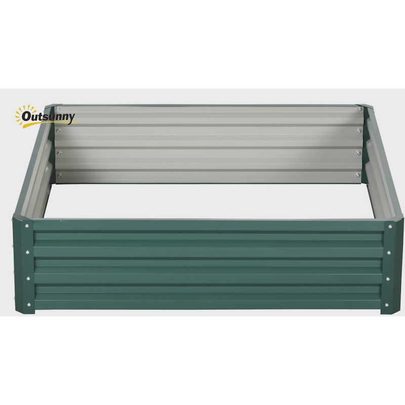 Outsunny 4' x 4' x 1' Galvanized Raised Garden Bed, Planter Raised Bed with Steel Frame for Vegetables, Flowers, Plants and Herbs, Gray