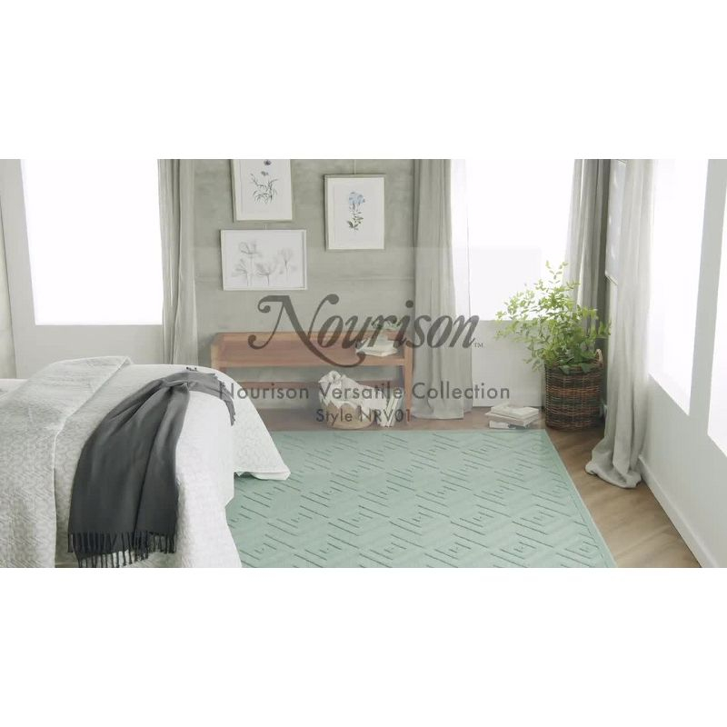 Nourison Versatile Diamond Geometric Flatweave Indoor Outdoor Area Rug Aqua/Teal 4' x 6'