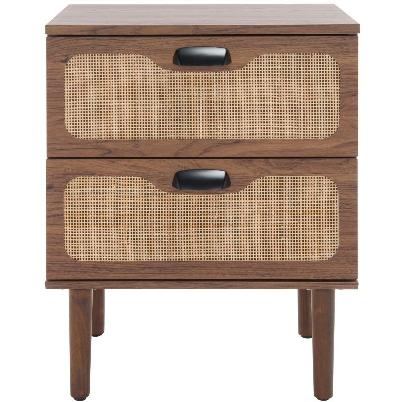 Irelia 2 Drawer Nightstand - Walnut/Natural - Safavieh