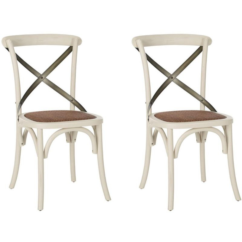 Franklin 18" H X-Back Farmhouse Dining Chair (Set of 2) - AMH9501 - Antique White - Safavieh Couture