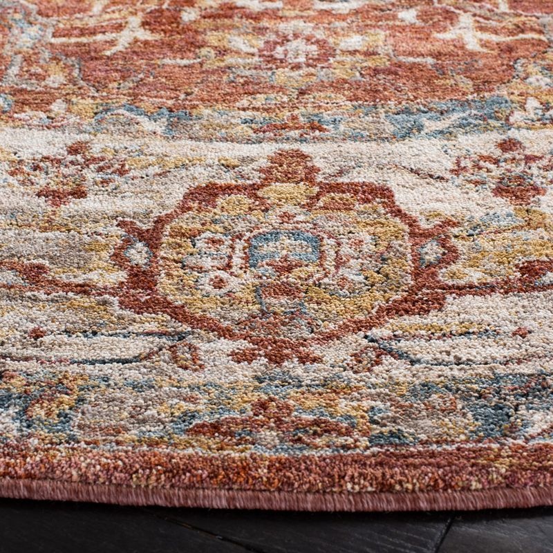 Valencia VAL566 Power Loomed Area Rug - Rust/Teal - 6'4" Round - Safavieh.