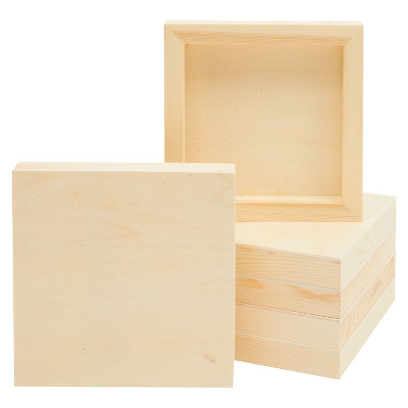 Bright Creations 6 Pack Unfinished Wood Canvas Boards for Painting, 6x6 Square Wooden Panels for Crafts
