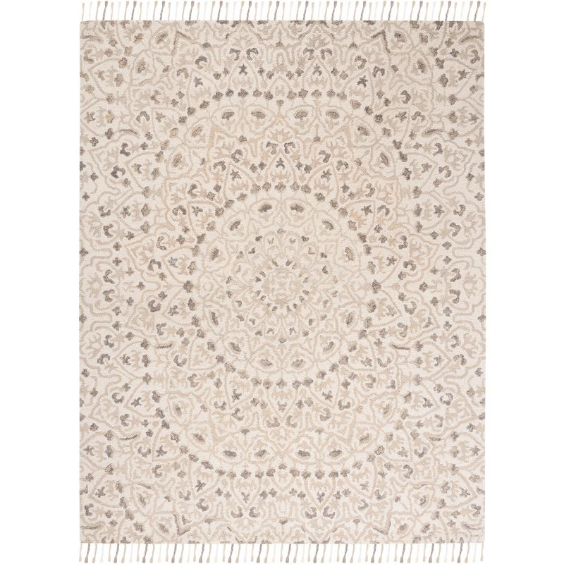 Blossom BLM459 Hand Tufted Indoor Area Rug - Ivory/Taupe - 9'x12' - Safavieh