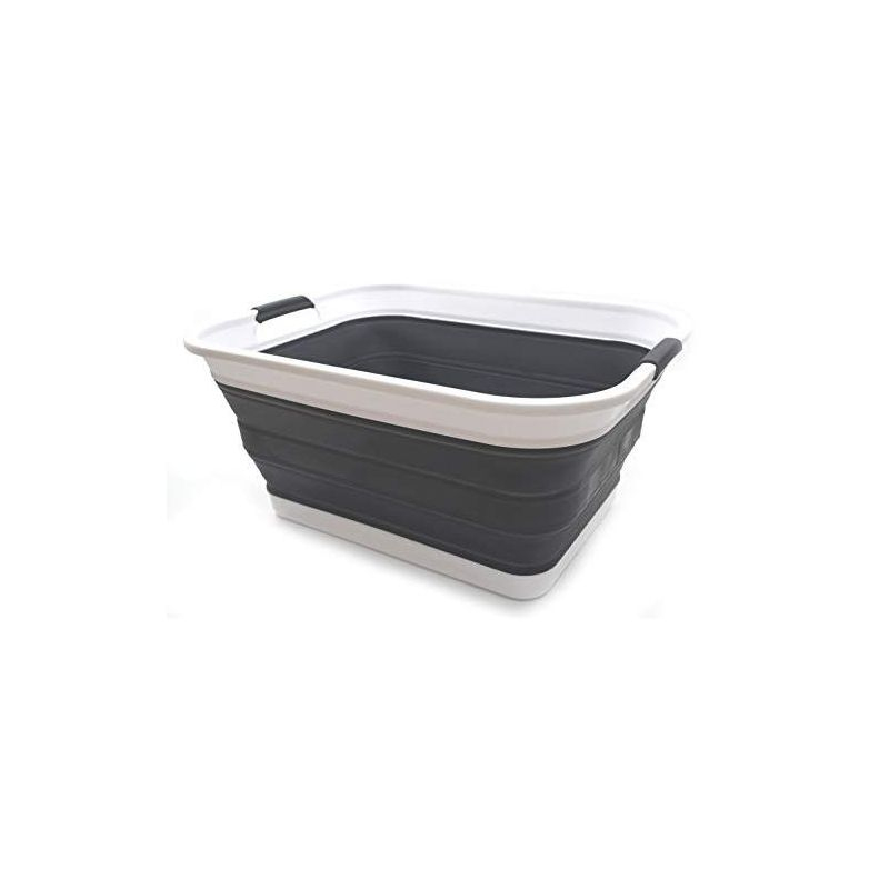 SAMMART Collapsible Plastic Laundry Basket/ Washtub 41L (10.8 Gallon) Set of 2, Lt. Purple