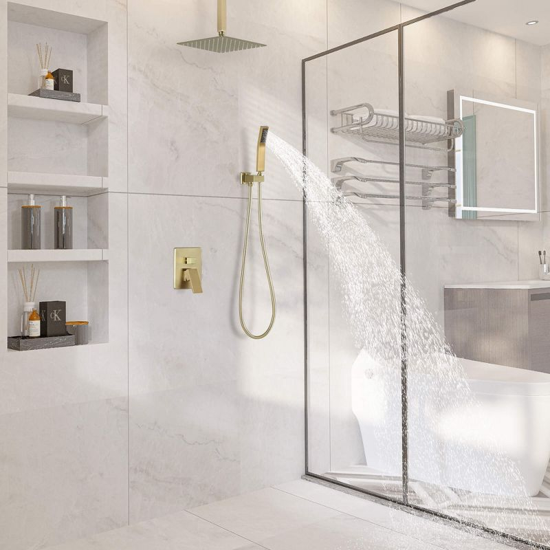 CASAINC 10'' Wall Mounted Shower System with Handheld Sprayer, Brushed Gold
