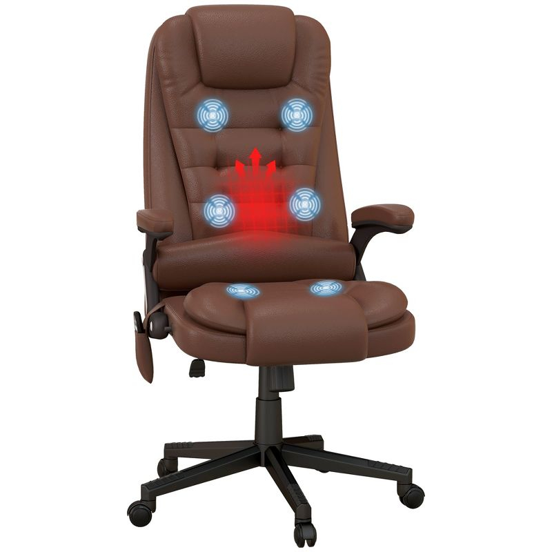 HOMCOM High-Back Massage Office Chair, Heated Reclining Computer Chair with Remote, Brown