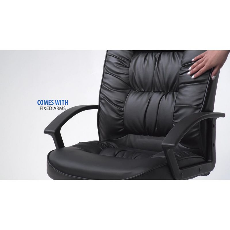High Back LeatherPlus Chair Black - Boss Office Products: Ergonomic, Adjustable, Swivel, Casters/Wheels