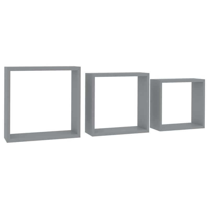vidaXL Wall Cube Shelves 3 pcs Gray 11.8" x 3.9" x 11.8" MDF