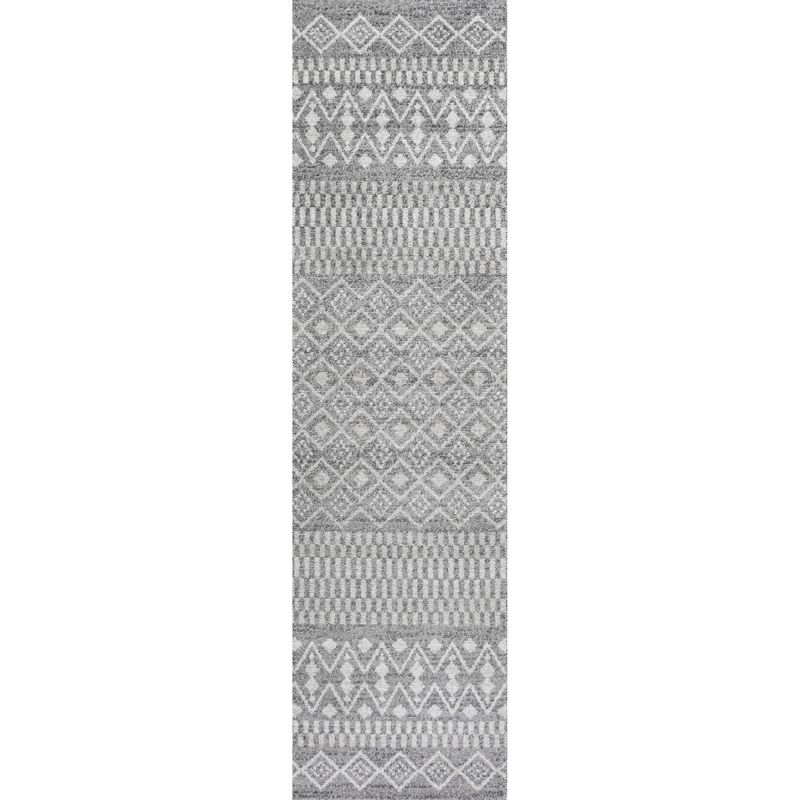 2'x8' Ifrane Berber Geometric Stripe Runner Rug, Gray/Cream - JONATHAN Y