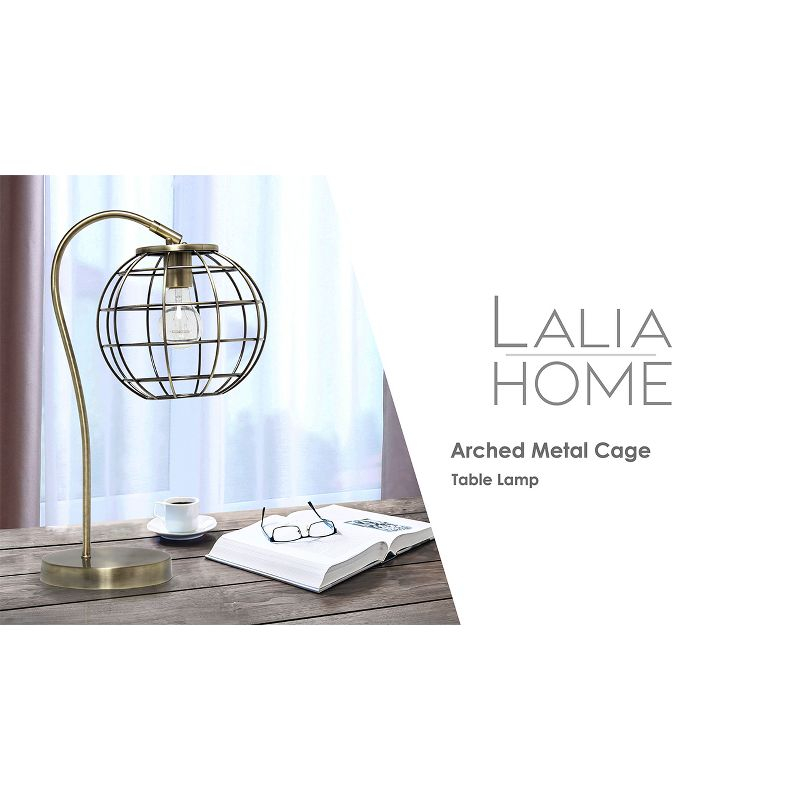Metal Arched Cage Table Lamp Antique Brass - Lalia Home: No Assembly, UL Listed, Adjustable Neck
