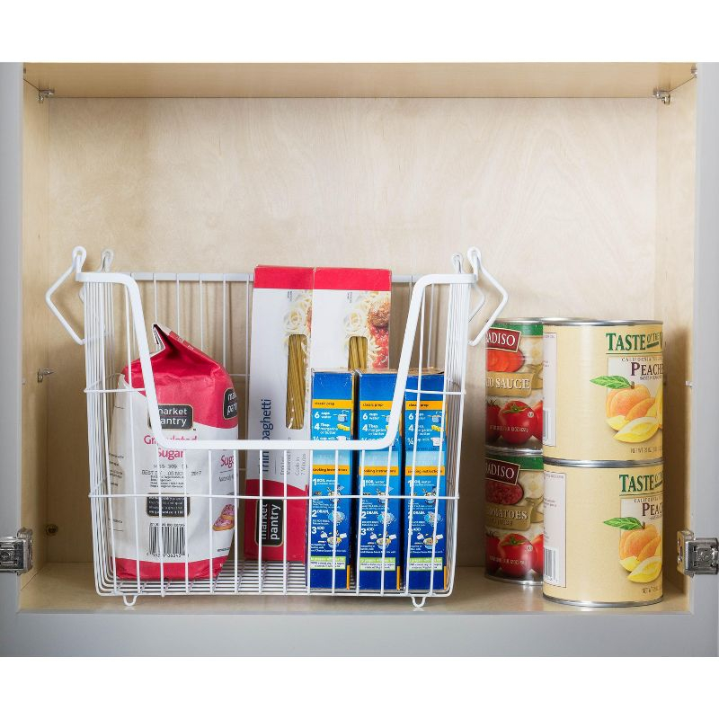 Metal Basket White Rectangle Large 13X10X11