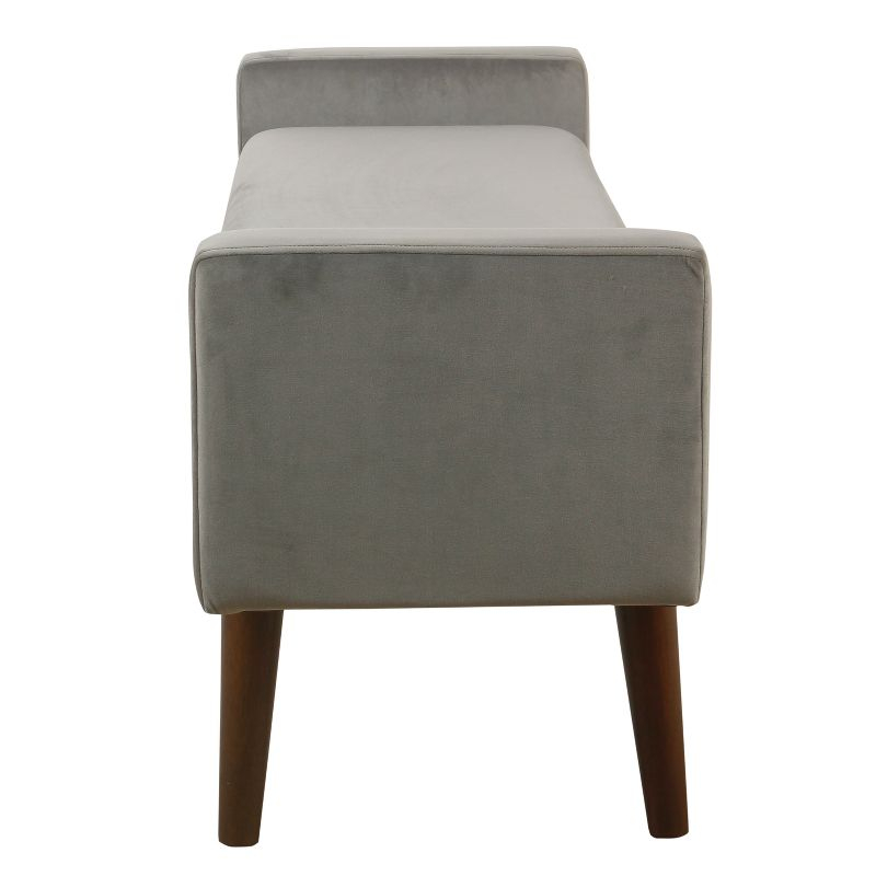 Fulton Velvet Storage Bench Gray - HomePop: Upholstered Ottoman, Entryway Seating with Plywood Frame