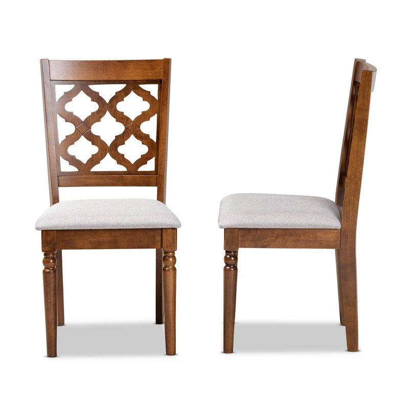 2pc Ramiro Fabric and Wood Dining Chairs Set Gray/Brown - Baxton Studio
