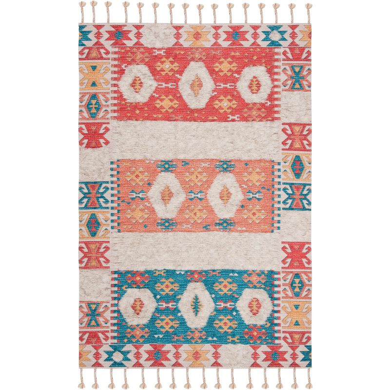 Saffron SFN105 Hand Loomed Indoor Area Rug - Rust/Beige - 5'x8' - Safavieh