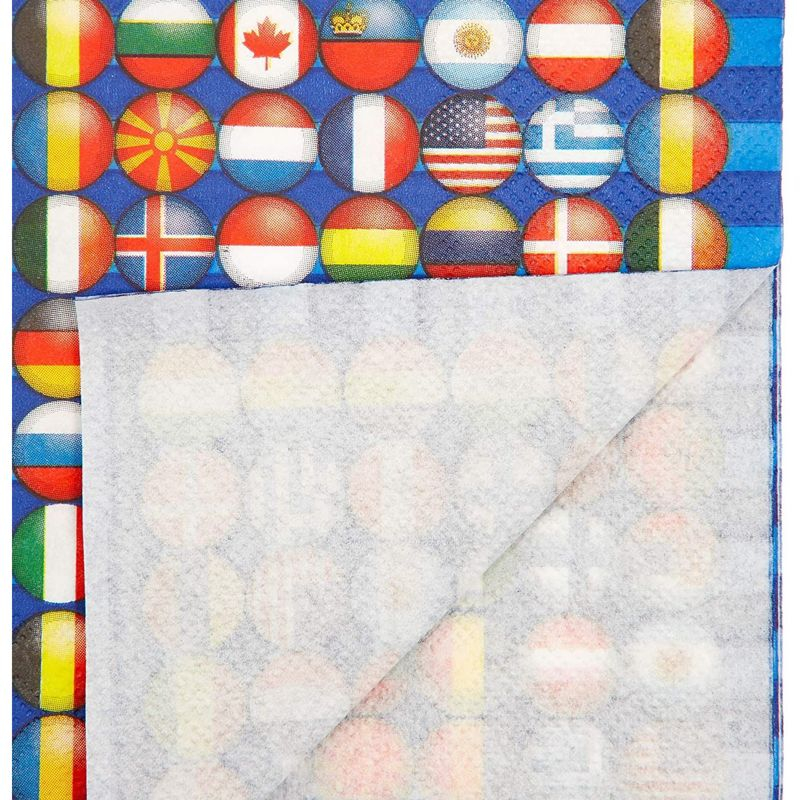 Blue Panda 100 Pack International Flag Disposable Paper Napkins 6.5" Party Supplies