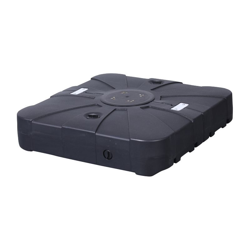 Flash Furniture Hank Heavy Duty Weather-Resistant Universal Offset Umbrella Base with Grooved Handles and Built-In Wheels in Black