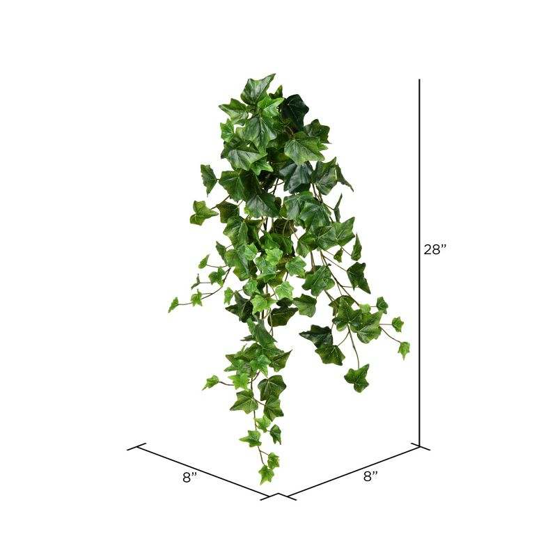 Vickerman 28" Artificial Green Ivy Hanging Bush, Pack of 2