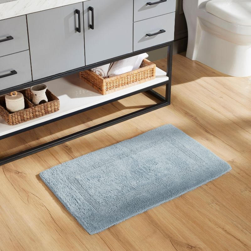 Better Trends Lux 100% Cotton Tufted Solid Reversible Bath Rug 21" x 34" Rectangle - Blue
