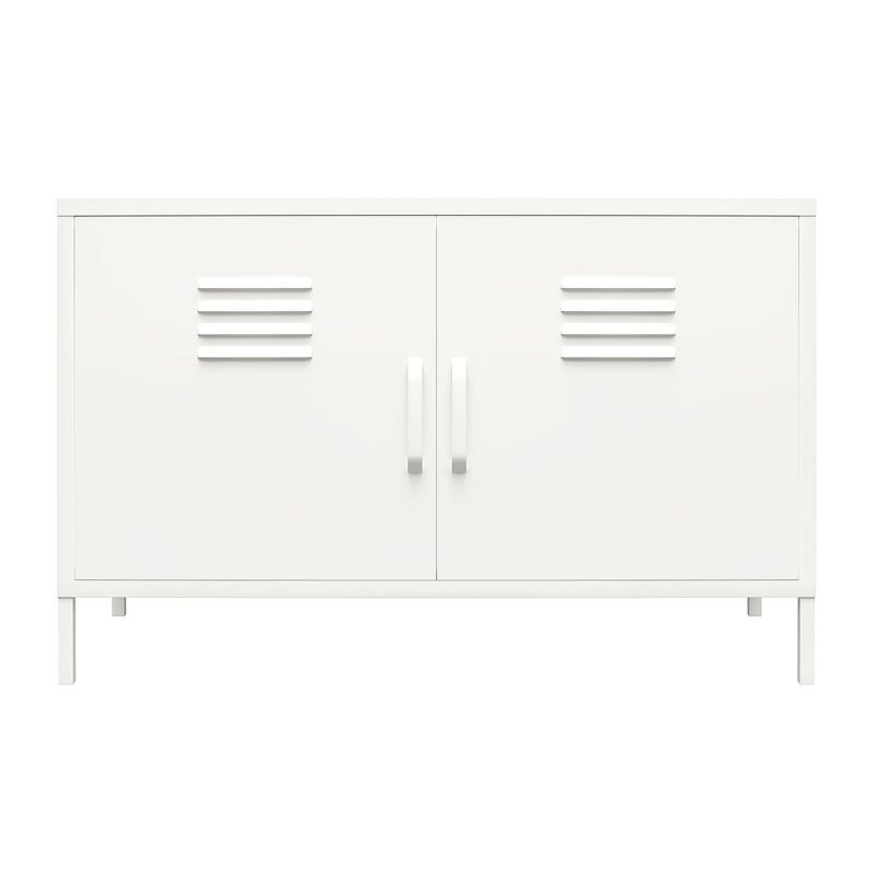 RealRooms Shadwick 2 Door Wide Metal Locker Accent Storage Cabinet, Soft White