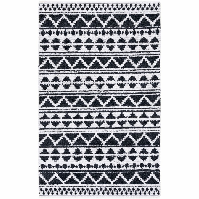 Augustine AGT847 Machine Made Indoor Area Rug - Black/Ivory - 6'-4"x9'-6" - Safavieh