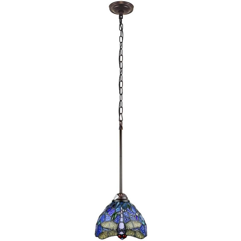 Chloe Lighting Sunniva Dragonfly Tiffany-Style 1 Light Mini-Pendant 8 Inch Wide