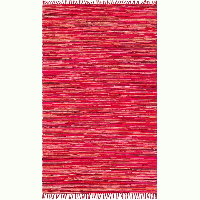 Unique Loom 5' 0 x 8' 0 Striped Chindi Cotton Rectangle Area Rug