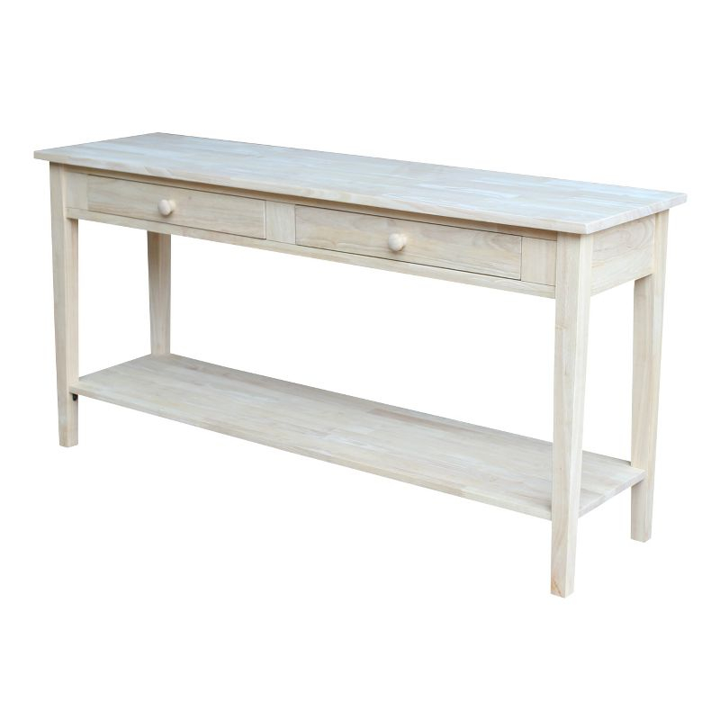 60" Spencer Extended Length Console Server Table Light Brown - International Concepts: Hardwood Foyer Storage