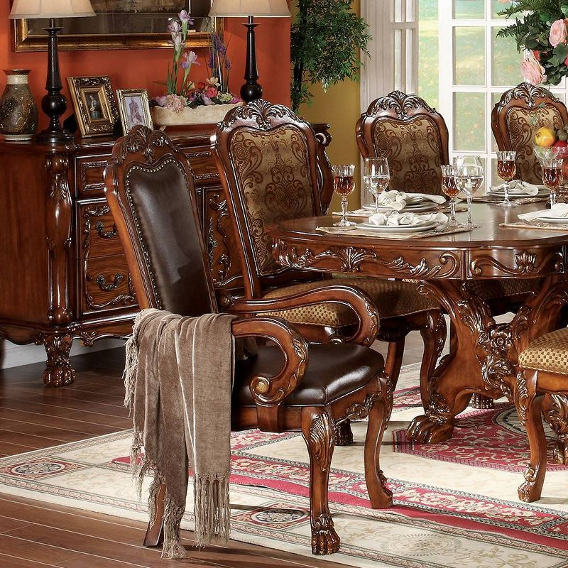 Acme Furniture Dresden Dining Chairs Brown Synthetic Leather/Cherry Oak Finish