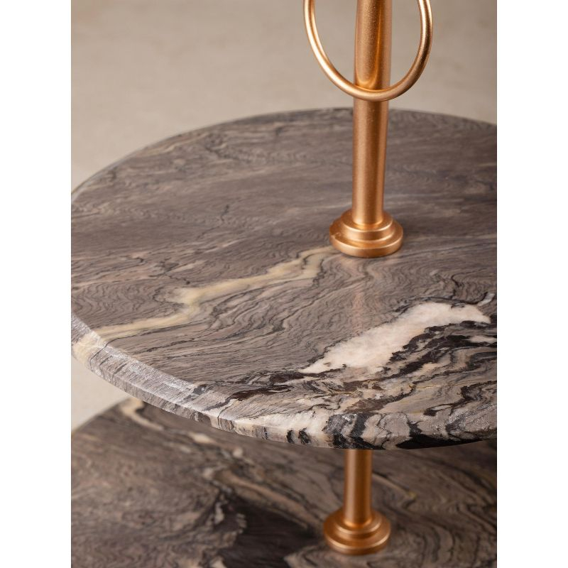 Heavenly Brown Onyx Two-Tier Cake Stand