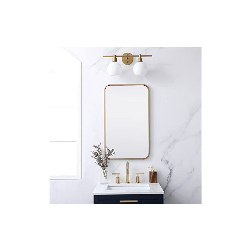 Elegant Lighting Soft corner metal rectangular mirror 18x30 inch in Brass