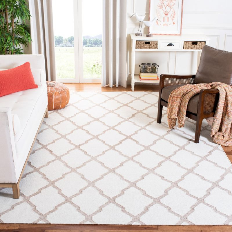 Dhurries DHU645 Hand Woven Flat Weave Indoor Area Rug - Ivory/Camel - 6'x9' - Safavieh
