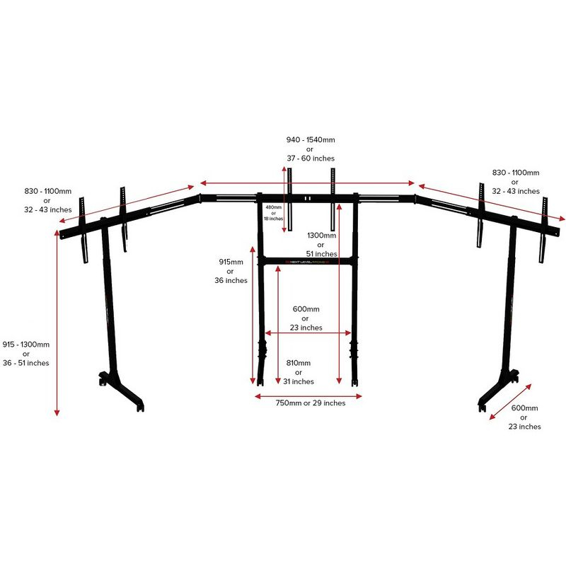 Next Level Racing Free Standing Triple Monitor Stand - Video Game Hardware Accessories - NLRA010