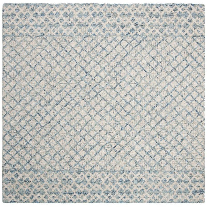 Abstract ABT203 Handmade Indoor Area Rug - Blue/Ivory - 4'x4' - Safavieh