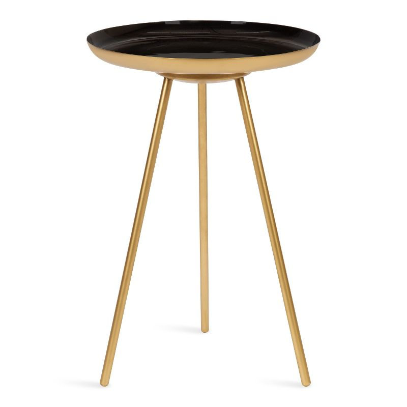 Kate and Laurel Laranya Round Metal Side Table, 15x15x22.5, Black and Gold