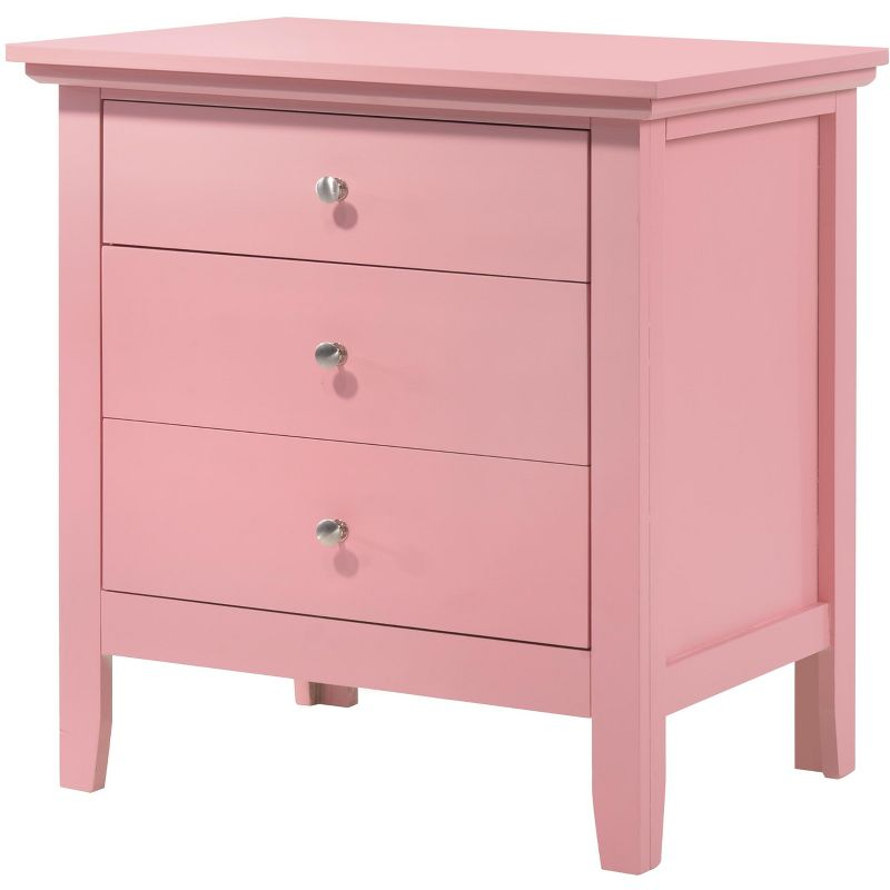 Passion Furniture Hammond 3-Drawer Pink Nightstand (26 in. H x 24 in. W x 18 in. D)