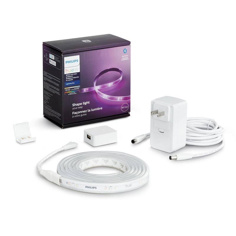 Philips Hue White and Color Ambiance Bluetooth Enabled Lightstrip Base Kit: LED, Indoor, Multicolored, Electric, 80" Length