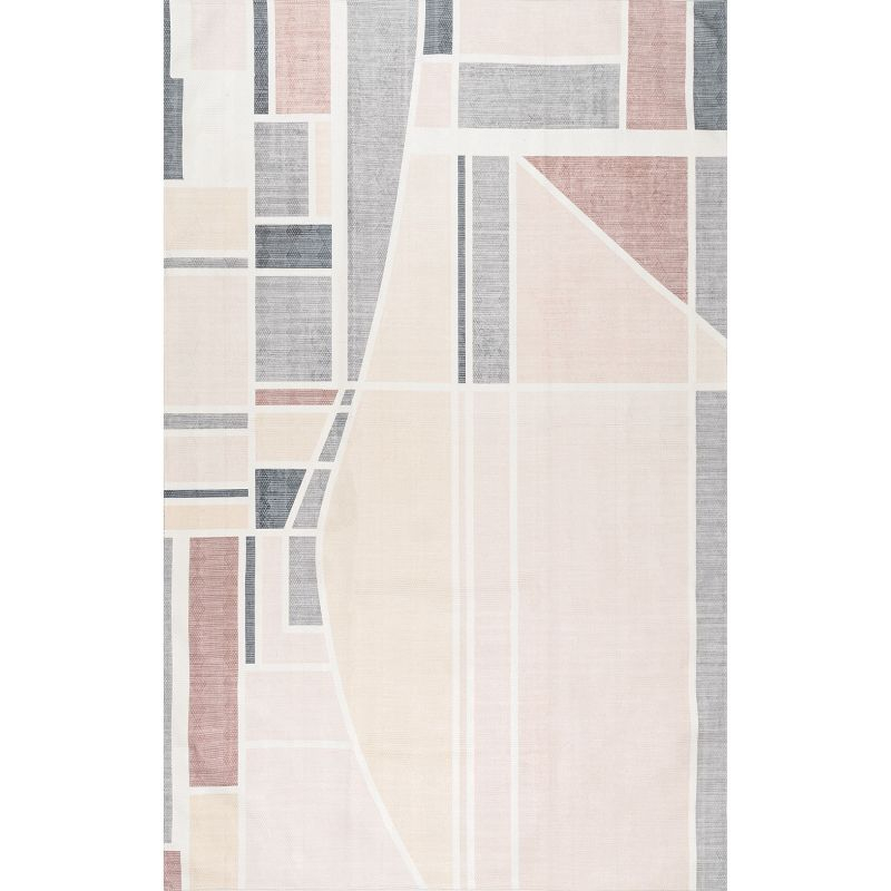 Nuloom Dannie Modern Geometric Pet Friendly Machine Washable Area Rug, 8' x 10', Light Beige