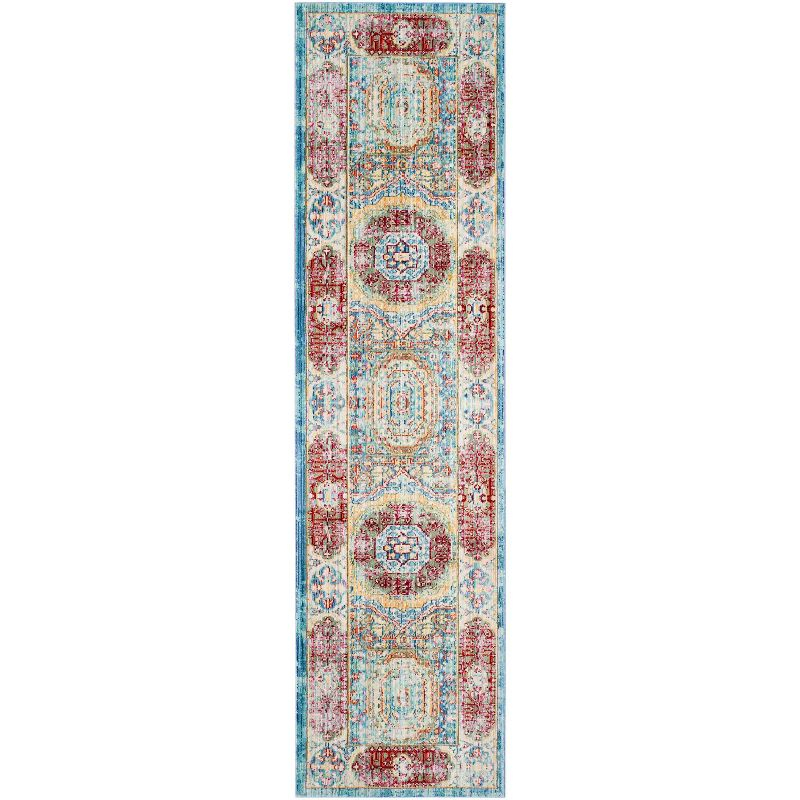 Valencia VAL111 Power Loomed Indoor Runner Rug - Blue/Multi - 2'3"x10' - Safavieh