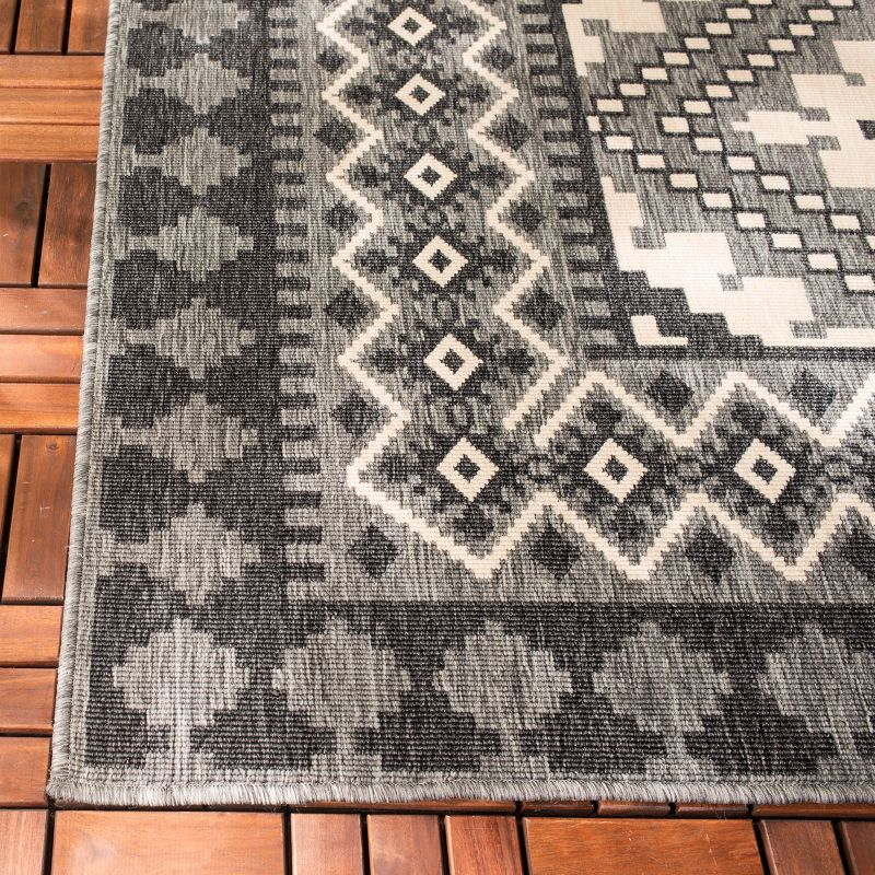 Veranda VER099 Power Loomed Indoor/Outdoor Area Rug - Ivory/Charcoal - 3'x3' - Safavieh.