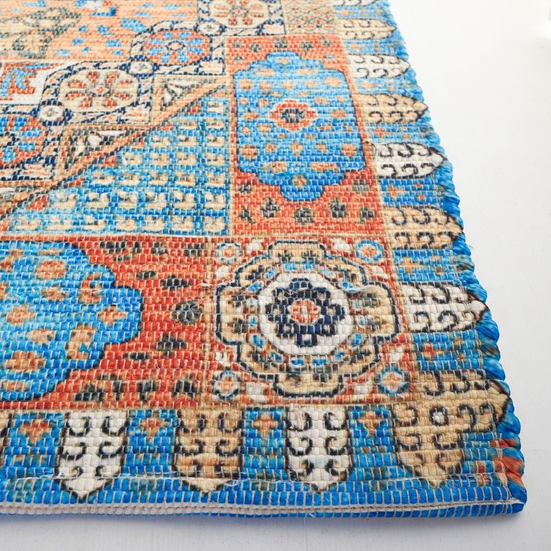 Saffron SFN541 Hand Loomed Area Rug - Orange/Blue - 5'x8' - Safavieh.